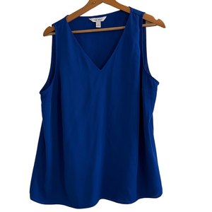 Nine West Royal Blue V-Neck Sleeveless Blouse | Size L